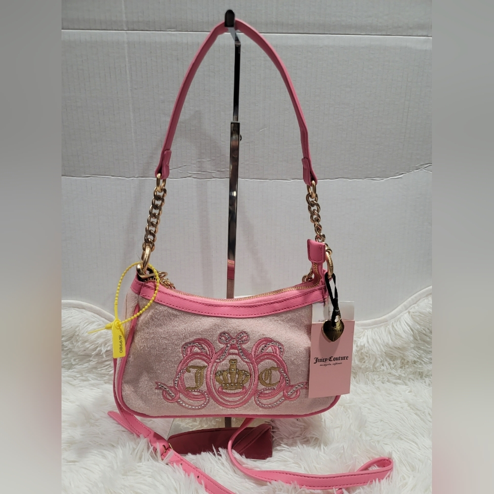 Juicy Couture  Lovers Club Pink Diamond/ Pink Lemonade Shoulder Bag Crown